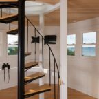 Cupola Spiral Staircase with panaromic windowed view of the ocean