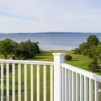 Ocean view from the private balcony at our Searsport, Maine hotel