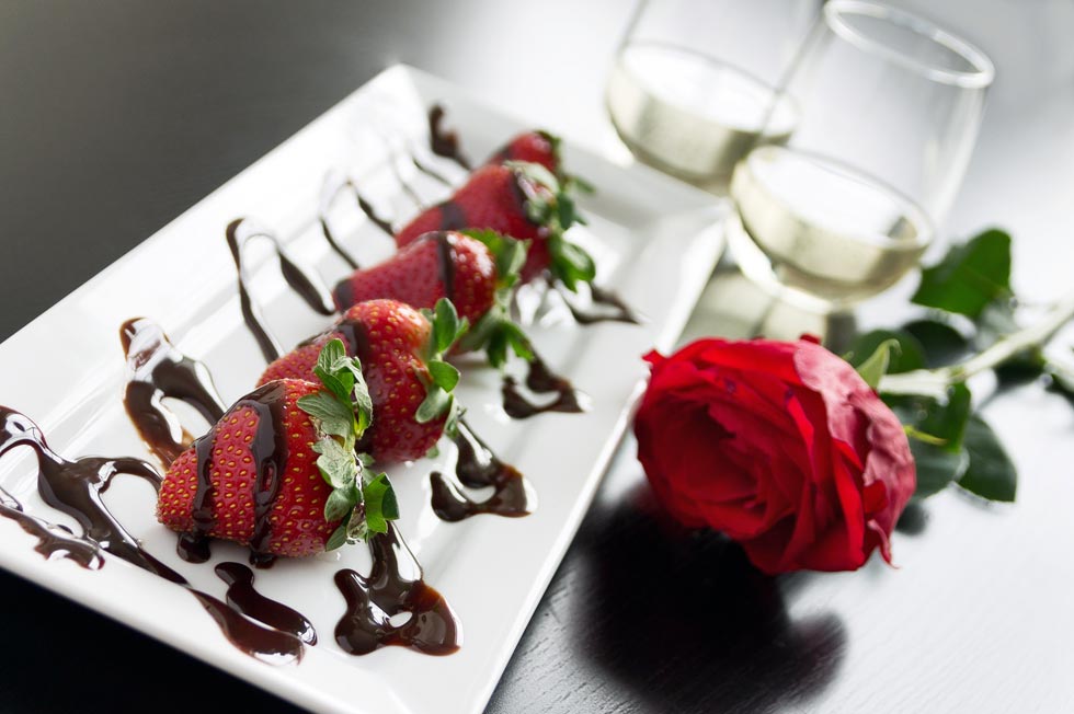 chocolate covered strawberries and champagne